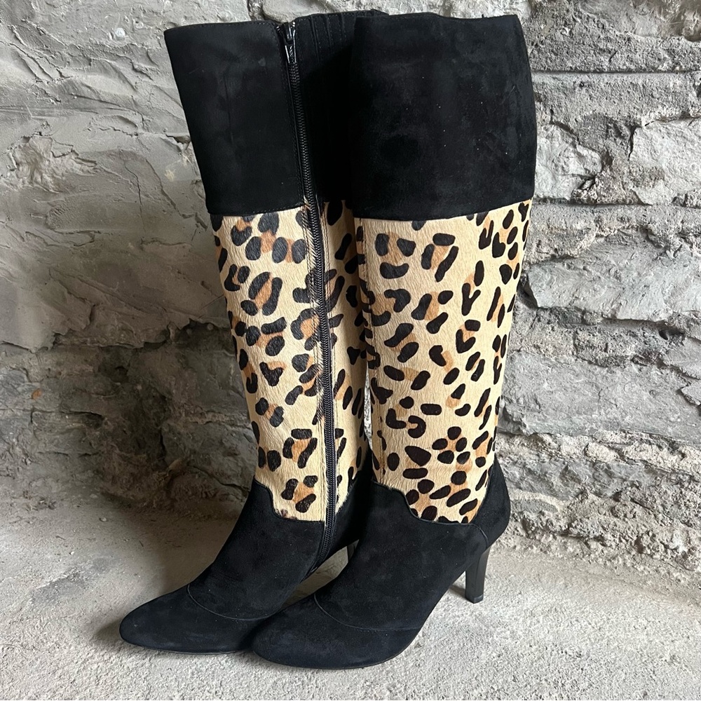 VANELi Suede Leopard Print Heeled Boots
